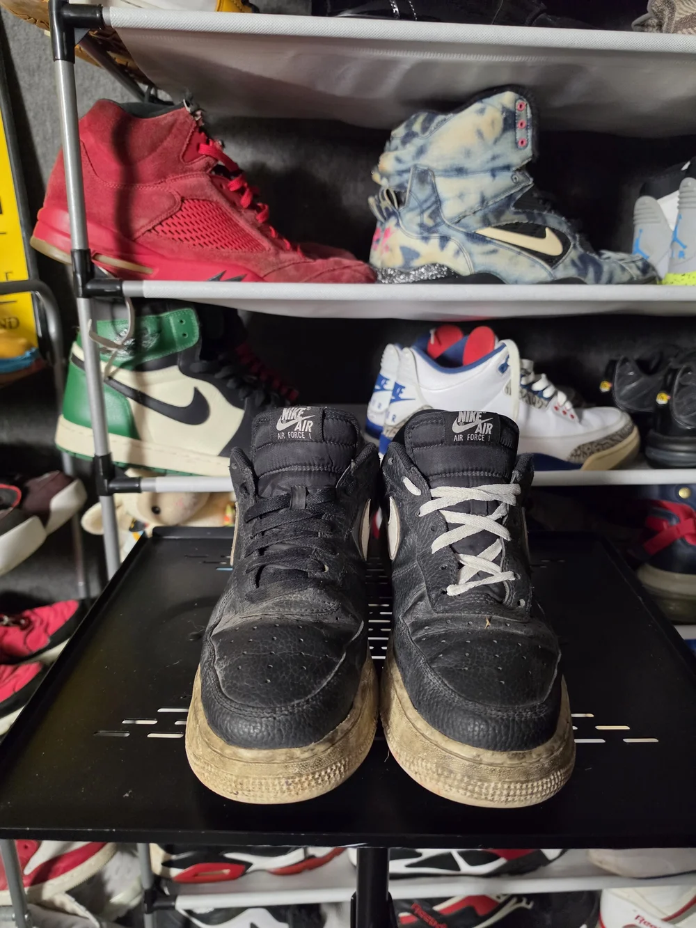 🔥 Nike Black Cream Air Force 1 Low Sneakers Men Size 10 Well Worn!